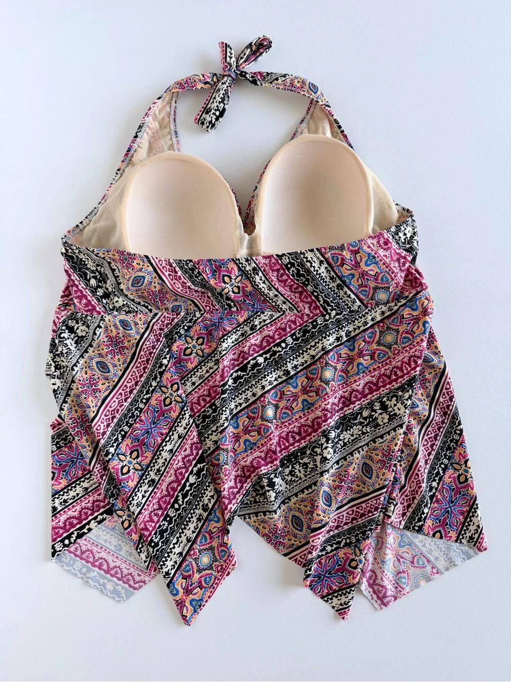 Swimsuits For All Boho Paisley Handkerchief Halter Tankini Top Only Size 26